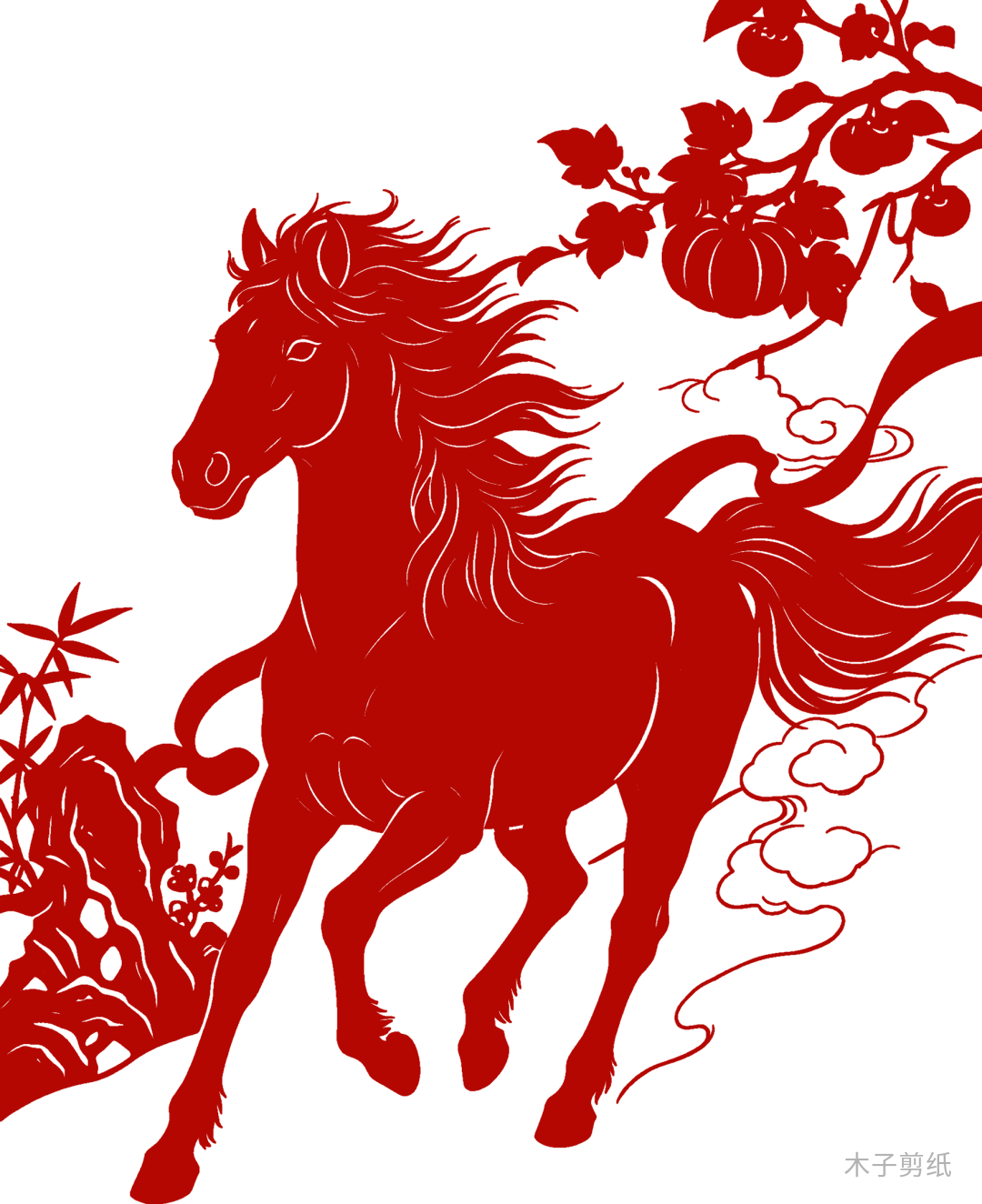 迎世界馬年，賞紅馬剪紙作品